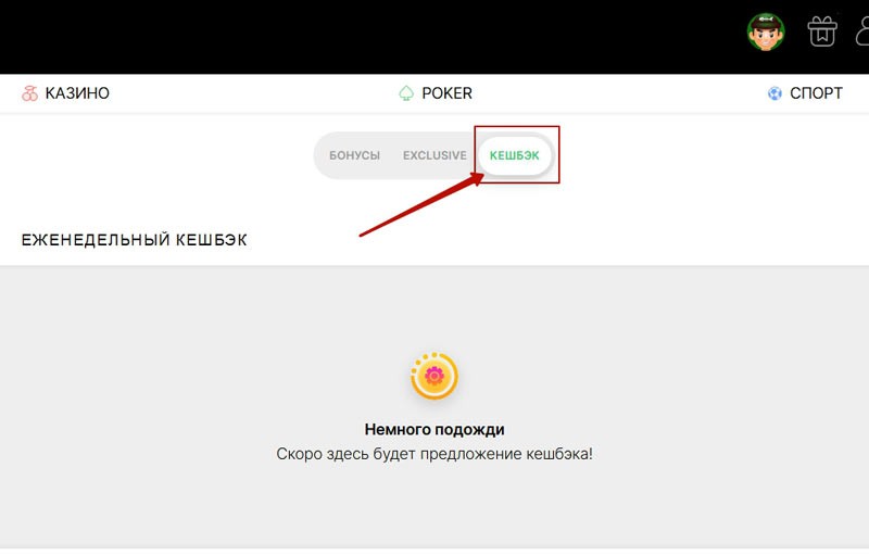 Кешбэк на сайте